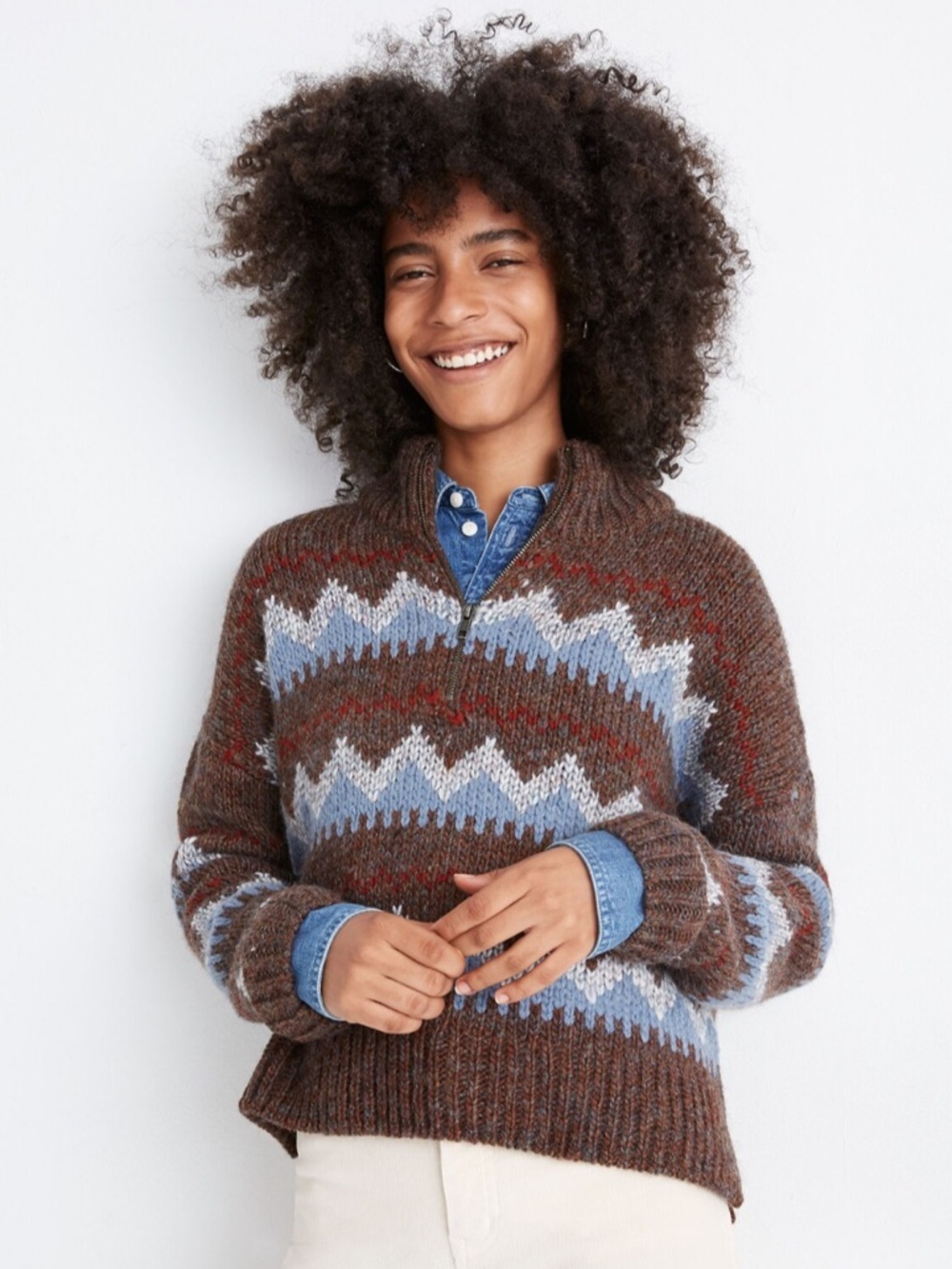 Madewell Stowe Isle half zip sweater sz Small